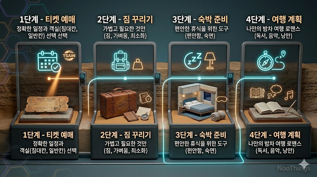 야간열차 여행 준비 4단계: 티켓 예매, 짐 꾸리기, 숙박 준비, 여행 계획
